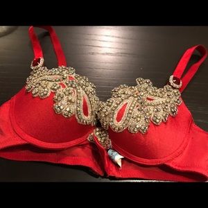 Gorgeous Red Embellished Bra
